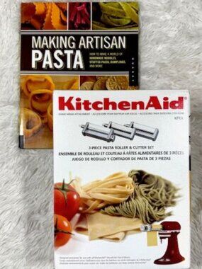 KitchenAid 3pc Pasta Roller & Cutter Set KPRA + Making Artisan Pasta Book